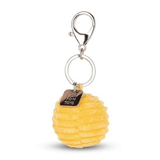 Smiley obesek za ključe ECO Corduroy - Yellow - 4,5 cm