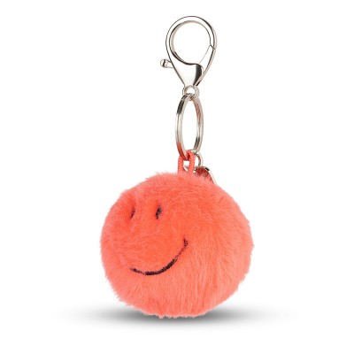 Smiley obesek za ključe ECO Fuzzy - Bright Coral - 5,5 cm