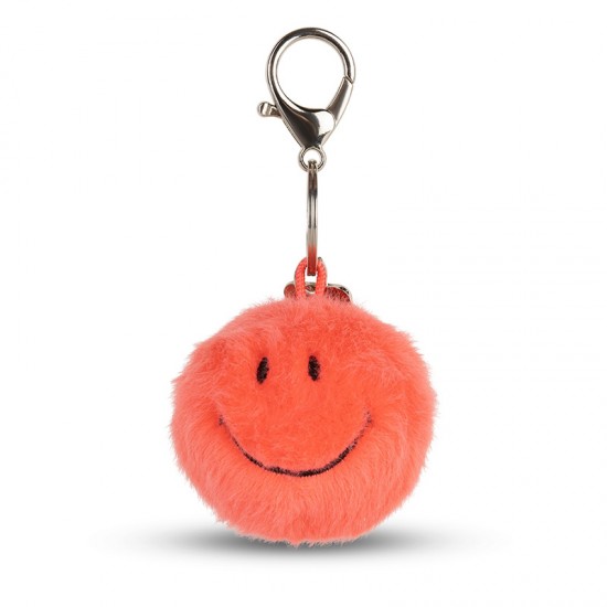 Smiley obesek za ključe ECO Fuzzy - Bright Coral - 5,5 cm