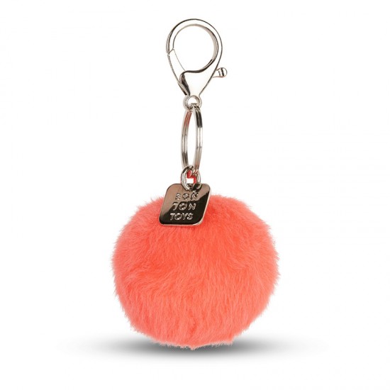 Smiley obesek za ključe ECO Fuzzy - Bright Coral - 5,5 cm