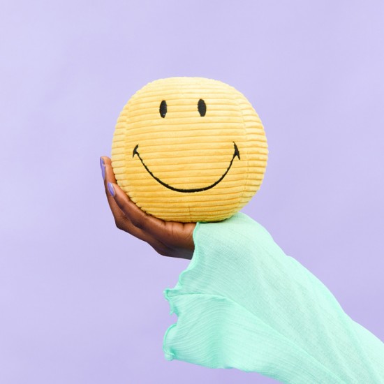 Smiley mehka igrača ECO Corduroy - Yellow - 13 cm