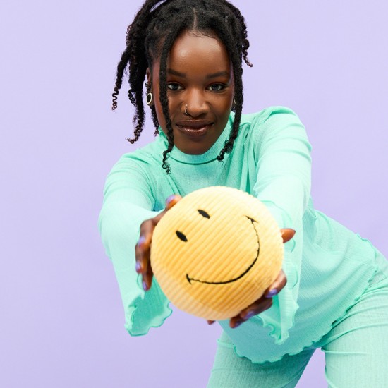 Smiley mehka igrača ECO Corduroy - Yellow - 13 cm