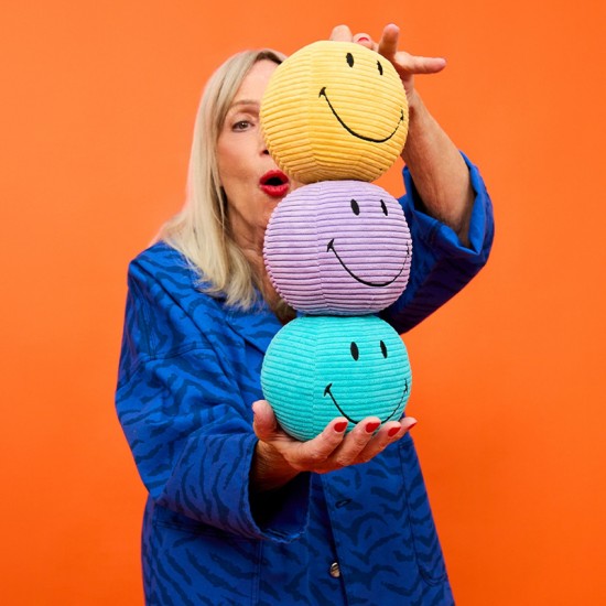 Smiley mehka igrača ECO Corduroy - Teal - 13 cm