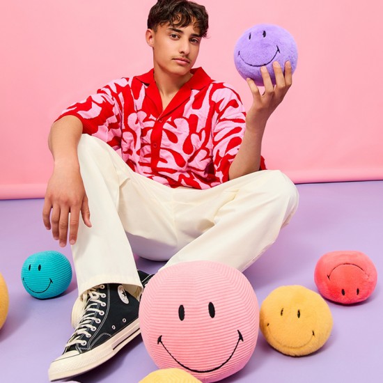 Smiley mehka igrača ECO Fuzzy - Bright Coral - 13 cm