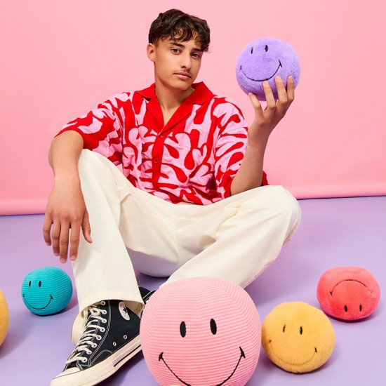 Smiley mehka igrača ECO Fuzzy - Bright Purple - 13 cm