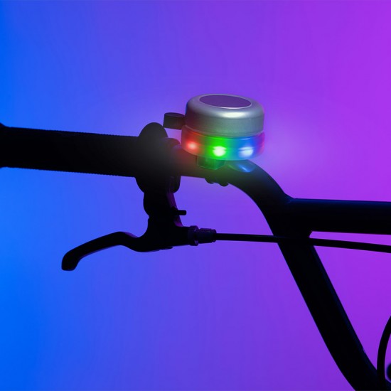 Brightz zvonček za kolo z LED lučko - Silver