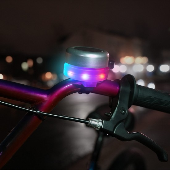 Brightz zvonček za kolo z LED lučko - Silver