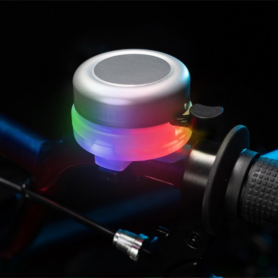 Brightz zvonček za kolo z LED lučko - Silver