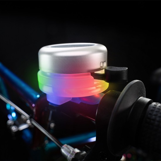 Brightz zvonček za kolo z LED lučko - Silver