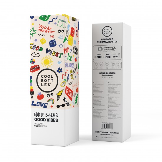 Cool Bottles steklenička iz nerjavečega jekla 500ml - Good Vibes