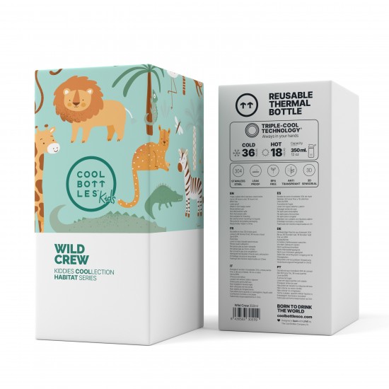 Cool Bottles Kiddie steklenička iz nerjavečega jekla 350ml - Wild Crew