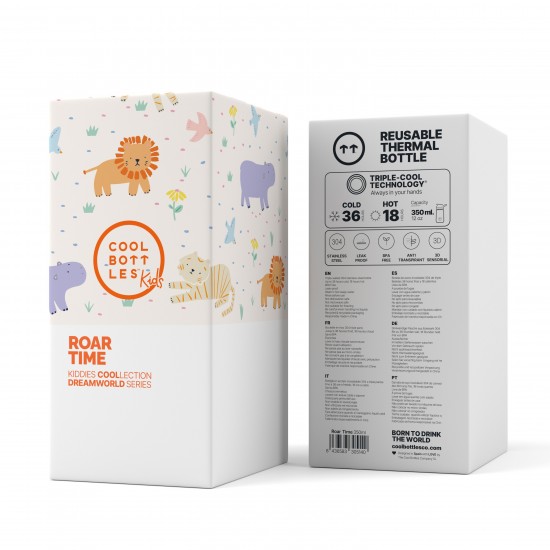 Cool Bottles Kiddie steklenička iz nerjavečega jekla 350ml - Roar Time