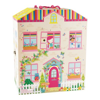 Floss&Rock® Prenosna igralna škatla z lesenimi figuricami Playbox Rainbow Fairy (18 kosov)