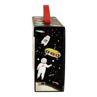 Floss&Rock® Prenosna igralna škatla z lesenimi figuricami Playbox Space (15 kosov)