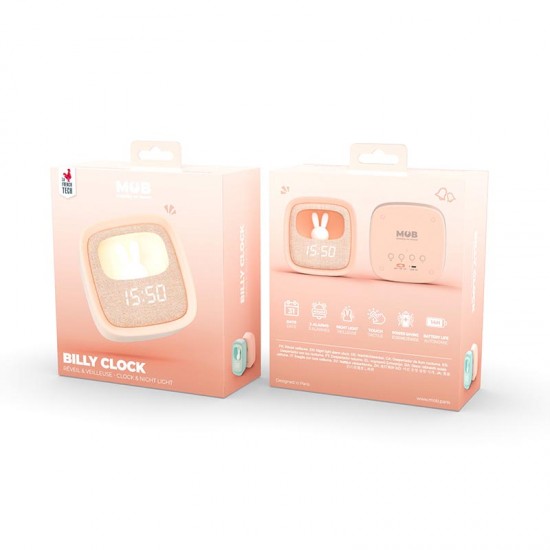 MOB  Lučka in Budilka Billy Clock - Pink