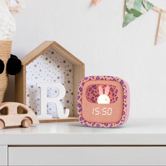 MOB Lučka in Budilka Billy Clock Pink Leopard