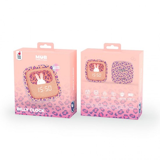 MOB Lučka in Budilka Billy Clock Pink Leopard