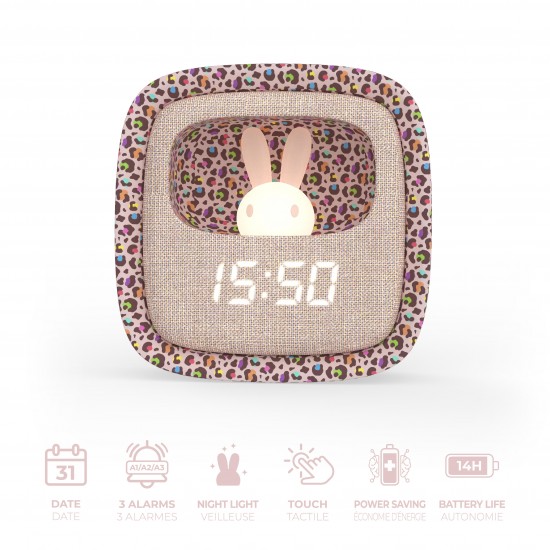 MOB Lučka in Budilka Billy Clock - Rainbow Leopard