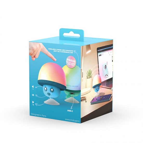 MOB - Mehka lučka in Bluetooth zvočnik Mega Mush - Blue