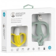 Matchstick Monkey Darilni Set - Banana & opica Grizalo - Mint Green