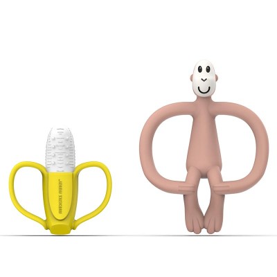 Matchstick Monkey Darilni Set - Banana & opica Grizalo - Dusty Pink