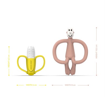 Matchstick Monkey Darilni Set - Banana & opica Grizalo - Dusty Pink