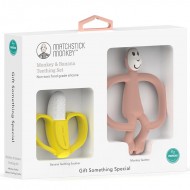 Matchstick Monkey Darilni Set - Banana & opica Grizalo - Dusty Pink