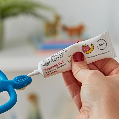 Matchstick Monkey Darilni Set Grizalo in Naravni Gel za dlesni - Blue