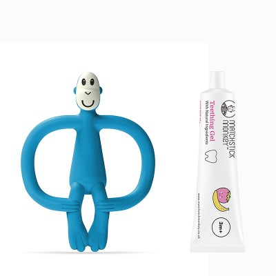 Matchstick Monkey Darilni Set Grizalo in Naravni Gel za dlesni - Blue