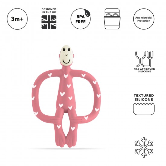 Matchstick Monkey Grizalo z masažno zobno ščetko Classic - Love Hearts