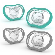 Nanobébé Silikonska duda Active Flexy 4m+ 4pack - Teal & Grey
