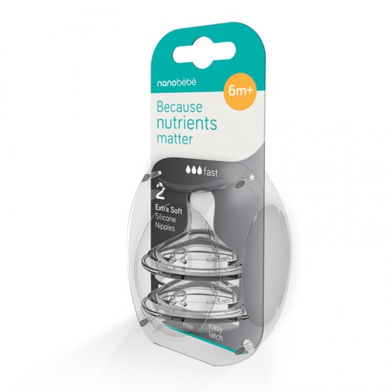 Nanobébé Silikonski nastavek/cucelj 2 kosa GEN1 - Fast Flow