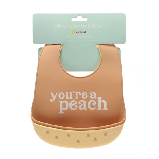 Pearhead® Set 2 silikonskih slinčkov - You're a Peach