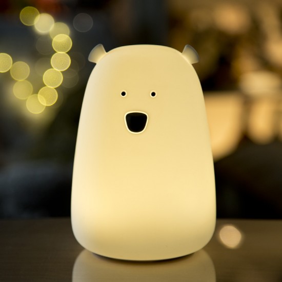 Rabbit&Friends Mehka lučka Medvedek - Bela - USB-C