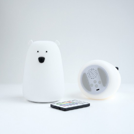 Rabbit&Friends Mehka lučka Medvedek z dalj. upravljalcem in Bluetooth zvočnikom