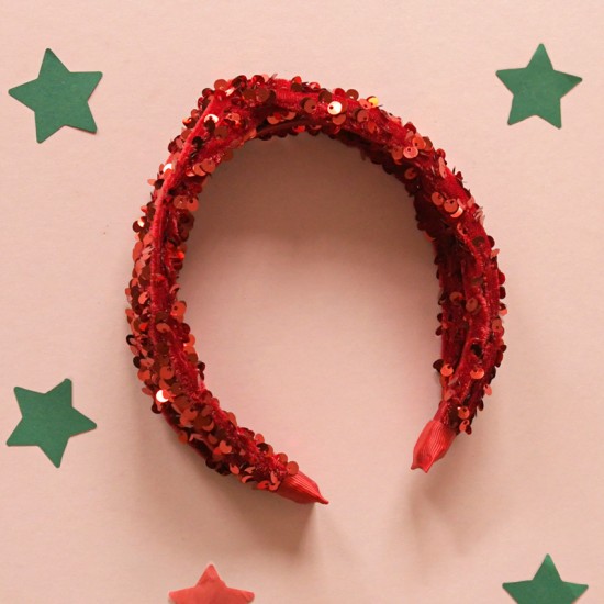 Rockahula Obroč za lase - Sequin Velvet Red