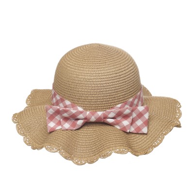 Rockahula Otroški slamnati klobuček - Gingham Bow (3-6 let)