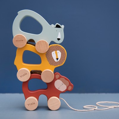Trixie® Lesena igrača na kolesih Mr. Polar Bear