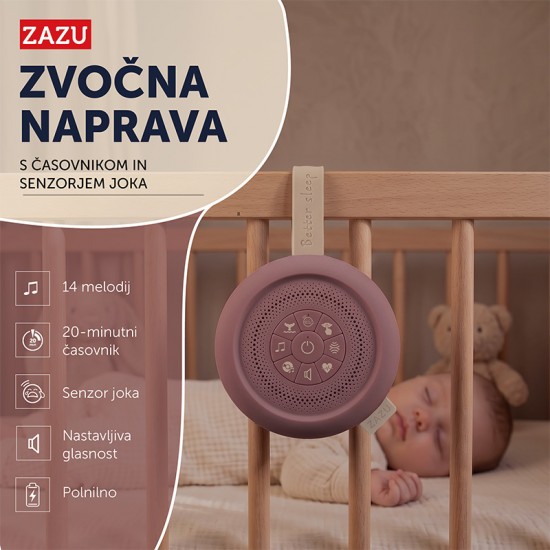 ZAZU Prenosna naprava za umirjanje Suzy Deluxe - Pink Petal - USB-C
