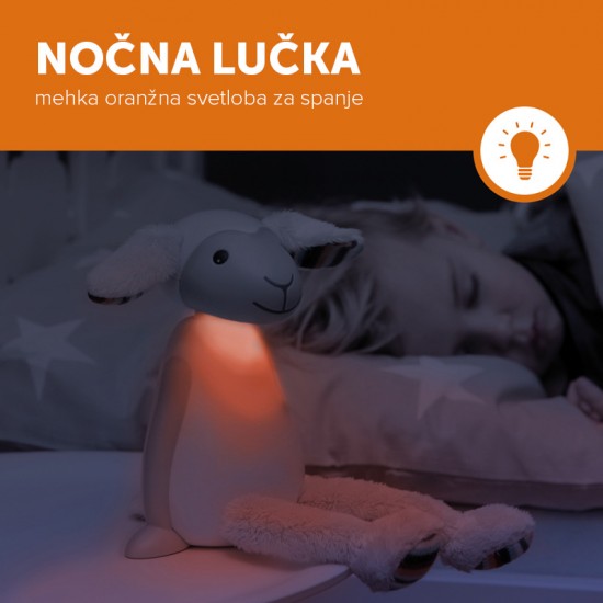 ZAZU Nočna bralna lučka in igrača Bacek Fin 2.0 - Siva