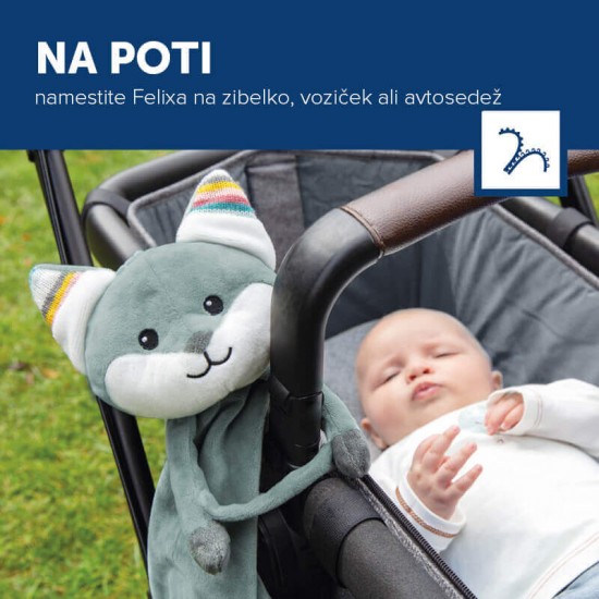 ZAZU Mehka otroška ninica s pomirjujočimi zvoki Lisjak Felix