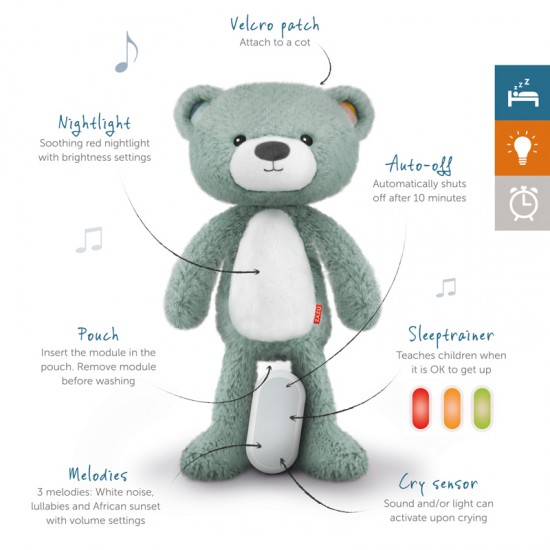 ZAZU Sleep trainer igrača z lučko in pomirjujočimi zvoki Brody - Blue - VZOREC